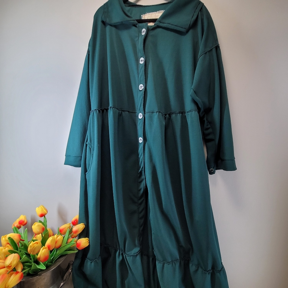 Farmhouse Plus SizebShirtdress Tunic Button Down Longsleeve